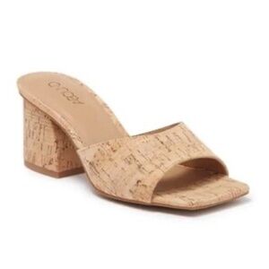 Nordstrom Abound Wood Grain Cork Block Heel Sandal Size 11